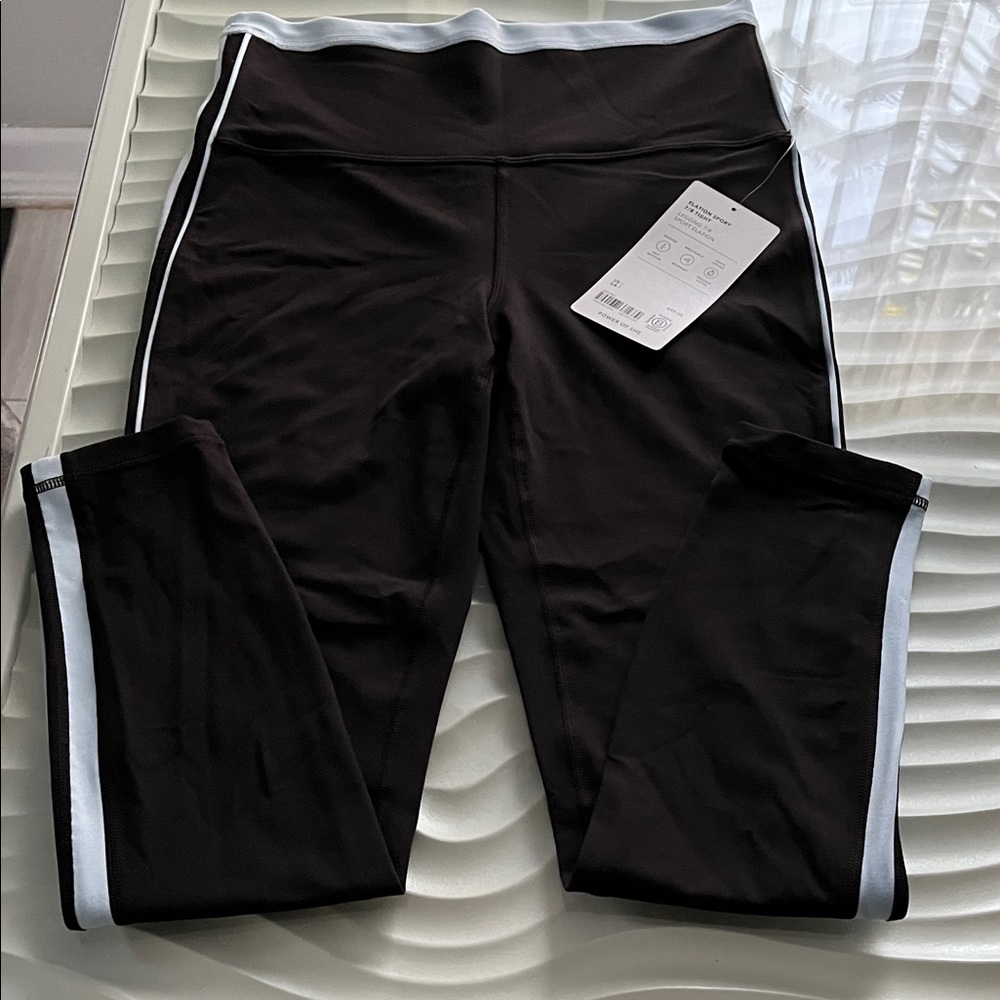 Athleta Kids Black Leggings with White Stripe